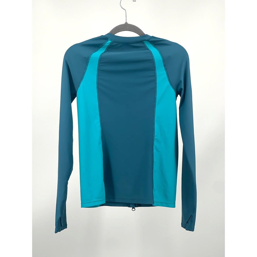 UV Skinz Rash Guard Womens M Teal Blue Full Zip Long Sleeve UPF 50+ - Picture 2 of 7